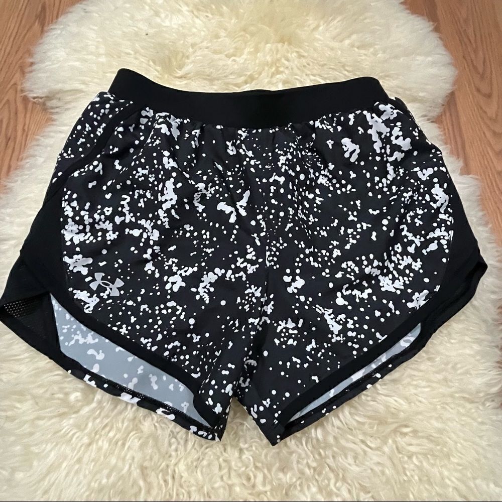Under Armour Black and White Splatter Print Running Shorts XS